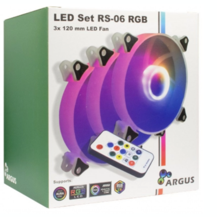 VENTILATEUR ARGUS 3Fan 120mm RS-06 RGB White
