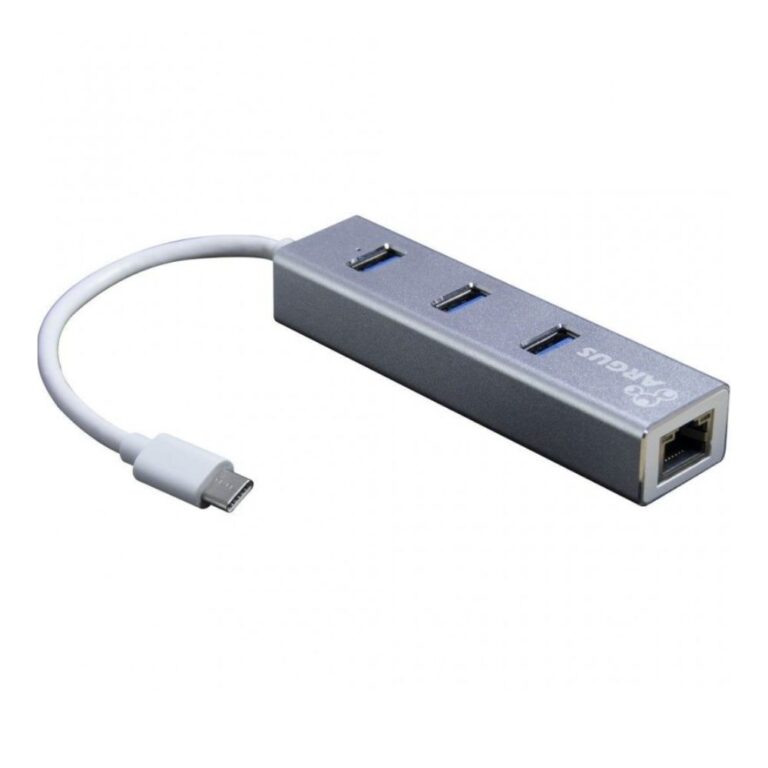 Inter-Tech Argus IT-410-S USB USB-C HUB 3Port 1x RJ45 Gigabit Lan passive Silver