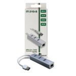Inter-Tech Argus IT-410-S USB USB-C HUB 3Port 1x RJ45 Gigabit Lan passive Silver