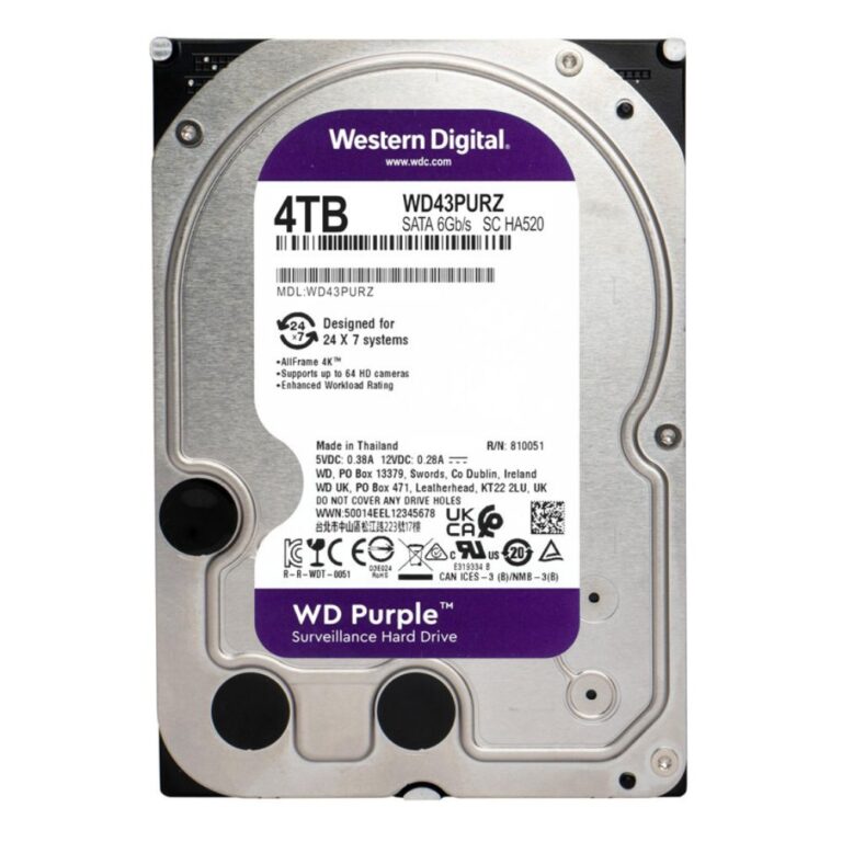 DISQUE DUR INTERNE 3.5" POUR VIDEO SURVEILLANCE WESTERN DIGITAL PURPLE 4 To