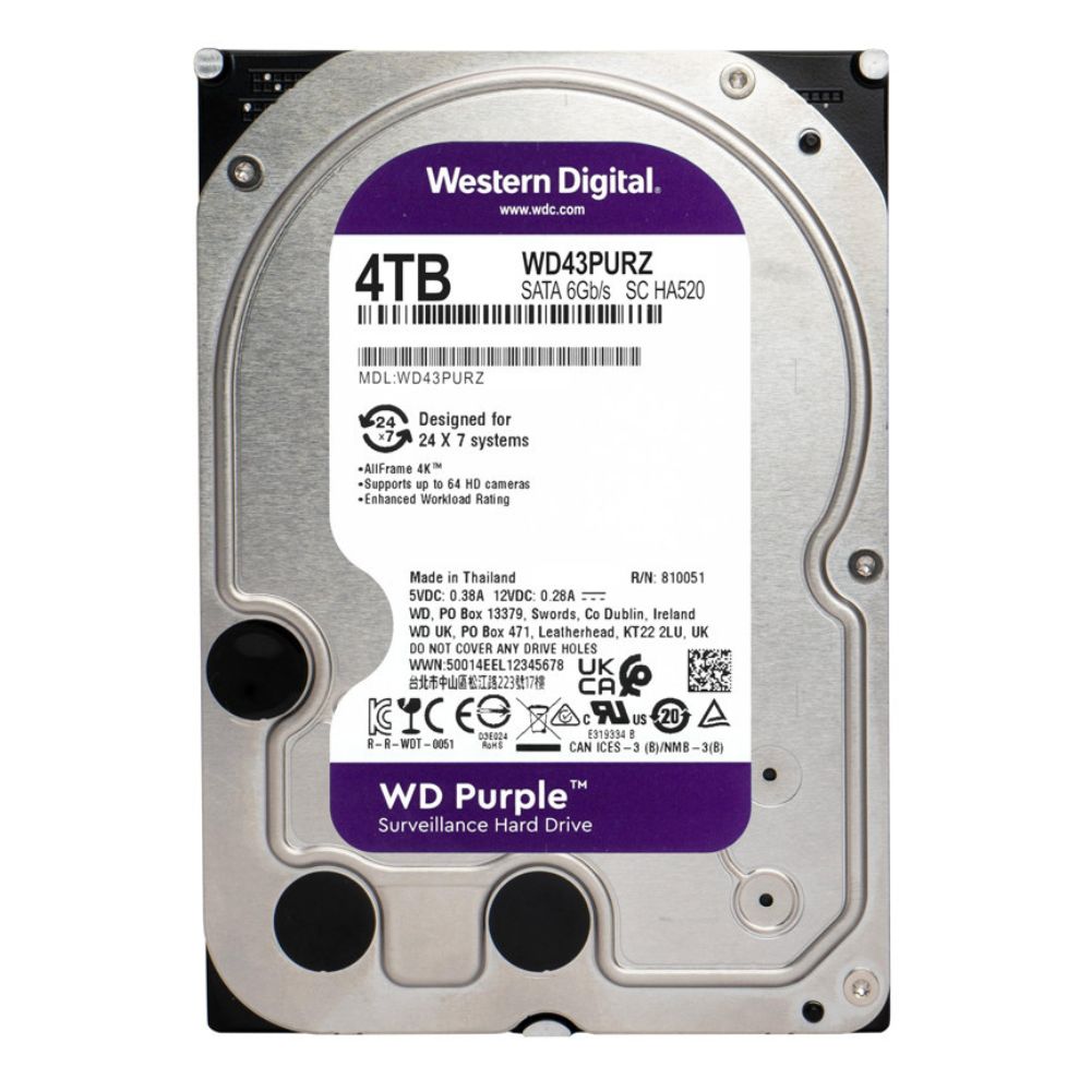 DISQUE DUR INTERNE 3.5′′ POUR VIDEO SURVEILLANCE WESTERN DIGITAL PURPLE 4TB - Western Digital