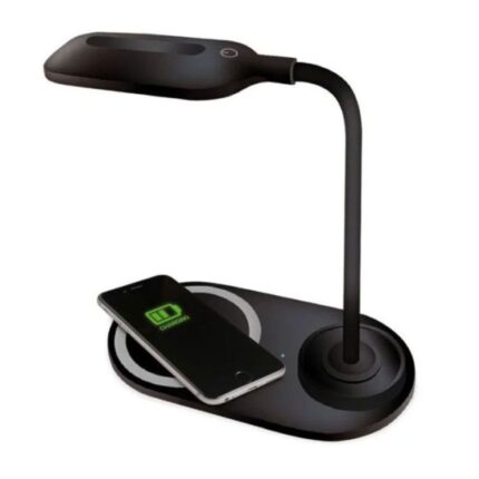 LAMPE DE BUREAU LED PLATINET AVEC CHARGEUR SANS FIL 10W - NOIR