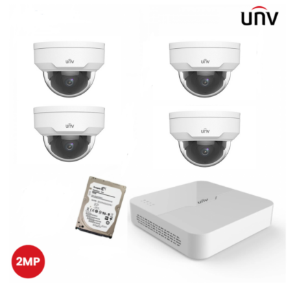 kit 4 Caméras de surveillance IP Dome 2Mp UNV