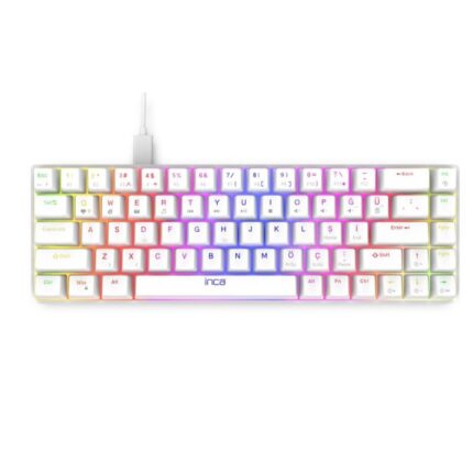 CLAVIER GAMER FILAIRE INCA IKG-453 MÉCANIQUE INTERRUPTEUR ROUGE RGB - BLANC