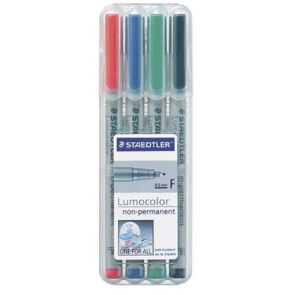 PACK DE 4 MARQUEURS STAEDTLER LUMOCOLOR NON-PERMANENT 0.6MM