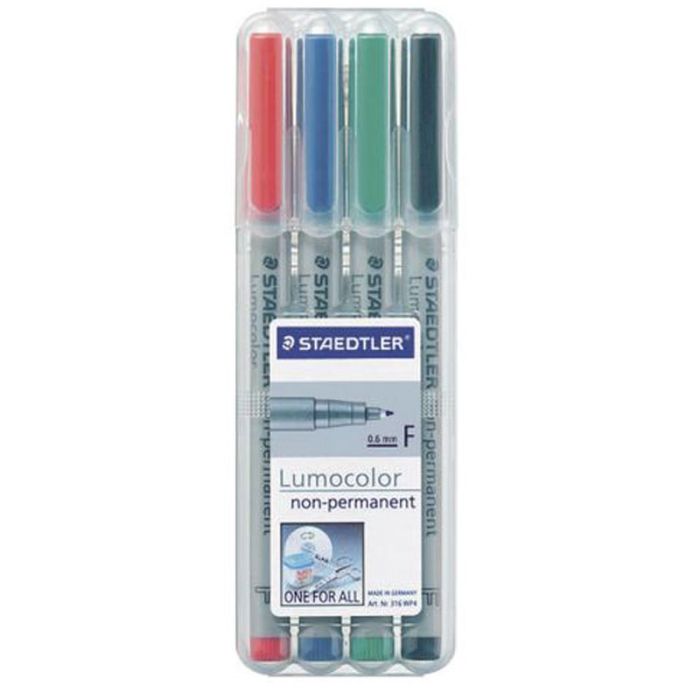 DE 4 MARQUEURS STAEDTLER LUMOCOLOR NON-PERMANENT 0.6MM