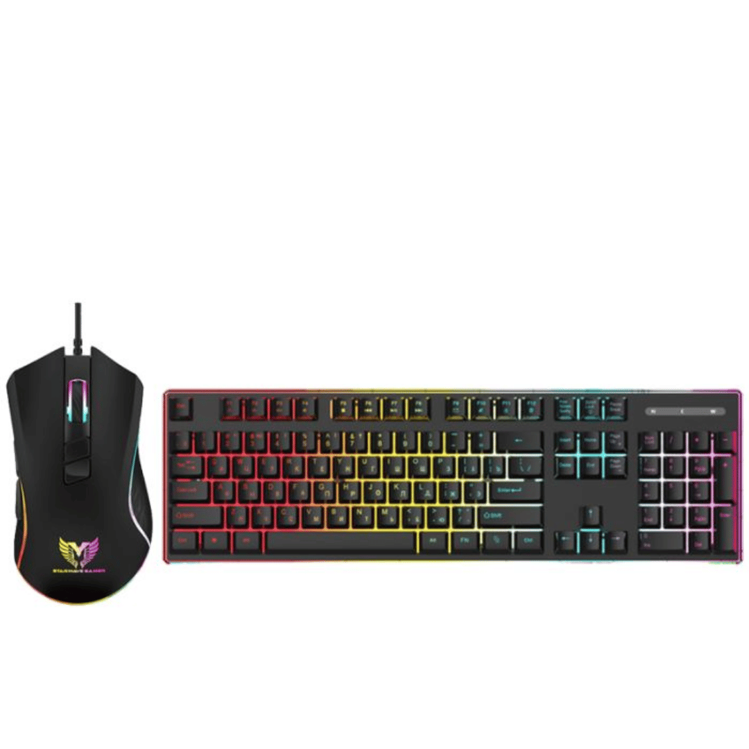 Ensemble Clavier et Souris Gamer Filaire STAR WAVE GCM1090 RGB – Noir